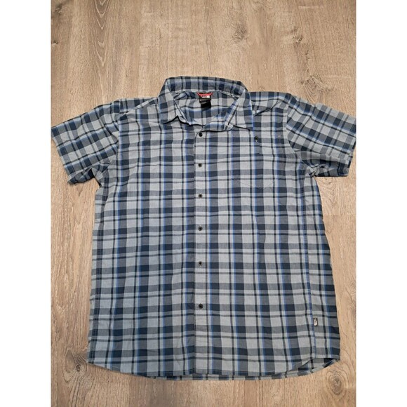 The North Face Mens Shirt Button Down XL Blue White Plaid Short Sleeve - Picture 1 of 9
